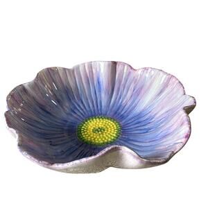 MAXCERA Purple Flower Ceramic Serving Bowl 12in Spring Easter New